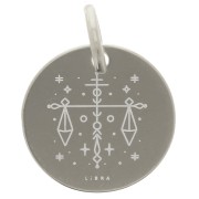 Ciondolo rotondo 13.5 mm - segno astrologico Libra - Argento 925 x1