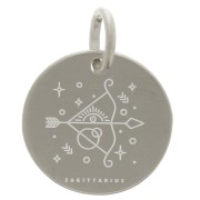 Ciondolo rotondo 13.5 mm - segno zodiacale Sagittario - Argento 925 x1