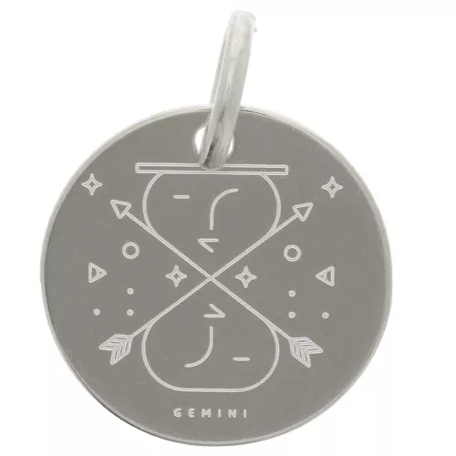 Ciondolo rotondo 13.5 mm - segno zodiacale Gemini - Argento 925 x1