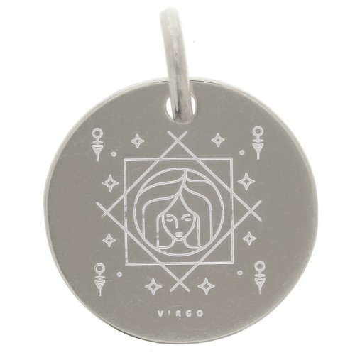 Ciondolo rotondo 13,5 mm - segno zodiacale Virgo - Argento 925 x1