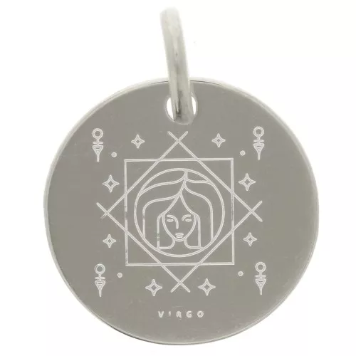 Ciondolo rotondo 13,5 mm - segno zodiacale Virgo - Argento 925 x1