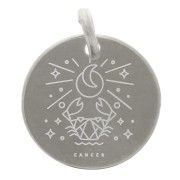 Ciondolo rotondo 13,5 mm - segno zodiacale Cancro - Argento 925 x1
