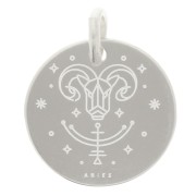 Ciondolo rotondo 13,5 mm - segno zodiacale Ariete - Argento 925 x1