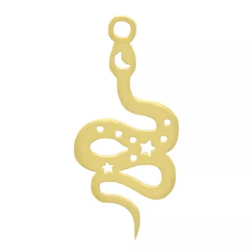 Ciondolo serpente 17x8 mm - stelle e luna - Argento 925 dorato x1