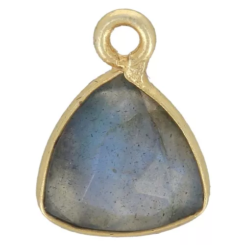 Ciondolo triangolo 12x9 mm pietra semipreziosa sfaccettata -dorato- Labradorite