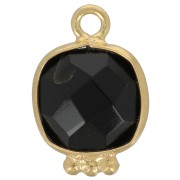 Charm con pietra preziosa sfaccettata quadrata 14x9 mm - dorato - Onice nero x1|raw }}