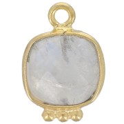 Charm quadrato 14x9mm gemma sfaccettata -dorato - Pietra di luna x1|raw }}
