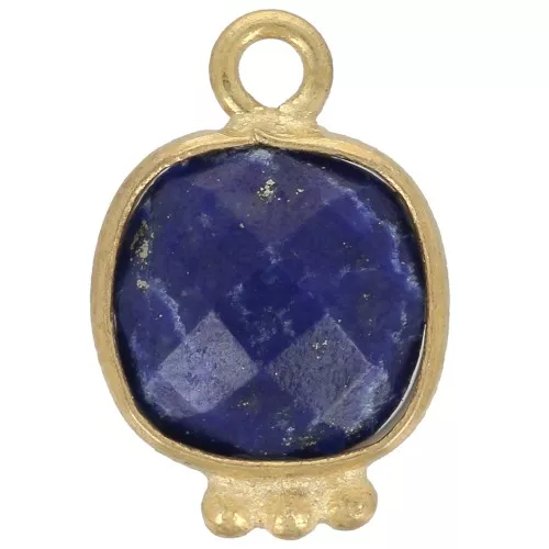 Ciondolo con pietra semipreziosa sfaccettata 14x9mm -dorato - Lapis lazzuli x1