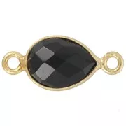 Distanziatore goccia pietra semipreziosa 13x8mm dorato oro fino - Onice nero