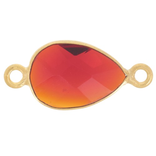 Goccia intercalare 13x8 mm imit gemma preziosa - Dorato Oro fino - Granato Hydro