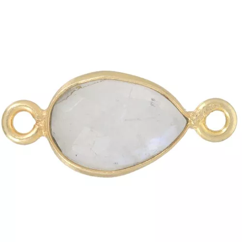 Distanziatore goccia pietra semipreziosa 13x8mm dorato oro fino - Pietra di luna