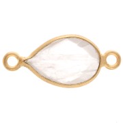 Distanziatore a goccia con gemma 13x8 mm - Dorato in oro fino - Quarzo rosa x1