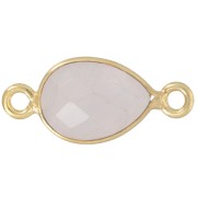 Distanziatore in pietra semipreziosa 13x8 mm - Dorato con oro fino - Quarzo rosa x1