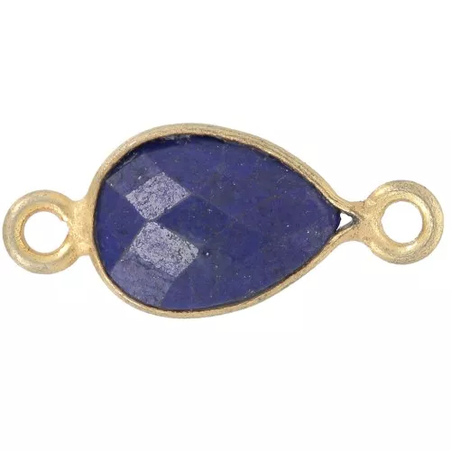 Distanziatore goccia pietra semipreziosa 13x8mm dorato oro fino - Lapislazzuli x1