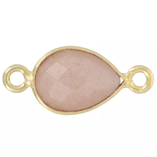 Distanziatore goccia pietra semipreziosa 13x8mm dorato Pietra di luna peach
