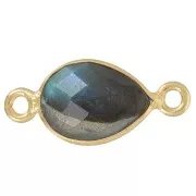 Distanziatore goccia pietra semipreziosa 13x8mm dorato oro fino - Labradorite x1