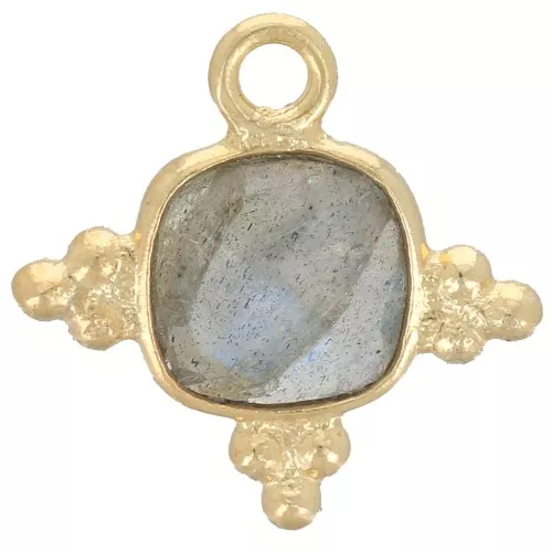 Ciondolo con pietra semi preziosa sfaccettata 13mm -dorato - Labradorite x1