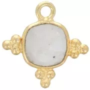 Ciondolo con pietra semi preziosa sfaccettata 12mm -Dorato- pietra di luna x1