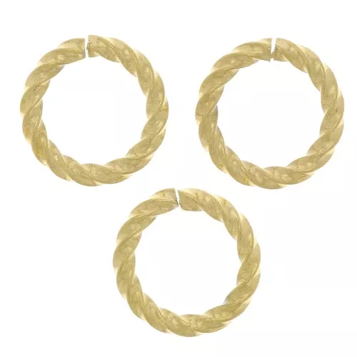 Anelli aperti tondi ritorti 8x1,20 mm - Acciaio inossidabile 304 dorato x10