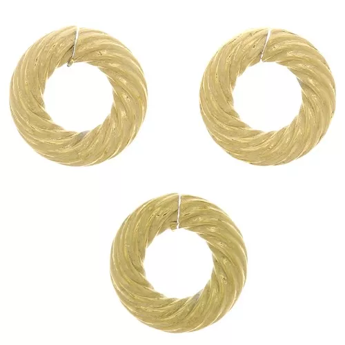 Anelli tondi aperti striati 8x2 mm - acciaio inossidabile 304 dorato x10