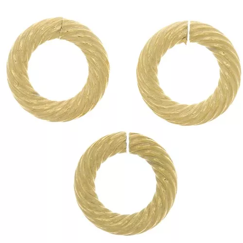 Anelli tondi aperti striati 10x2 mm - acciaio inossidabile 304 dorato x10