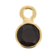 Ciondolo tondo con pietra semipreziosa da 5 mm -Dorato con oro fino- Onice nero x1