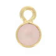Ciondolo tondo con pietra semipreziosa da 5 mm -Dorato con oro fino Quarzo rosa x1