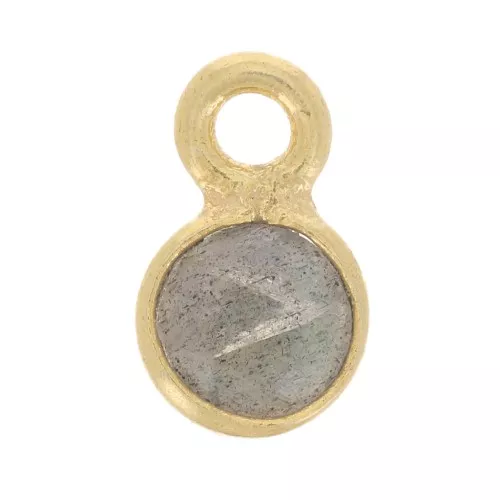 Ciondolo tondo con pietra semipreziosa da 5 mm -Dorato con oro fino Labradorite x1