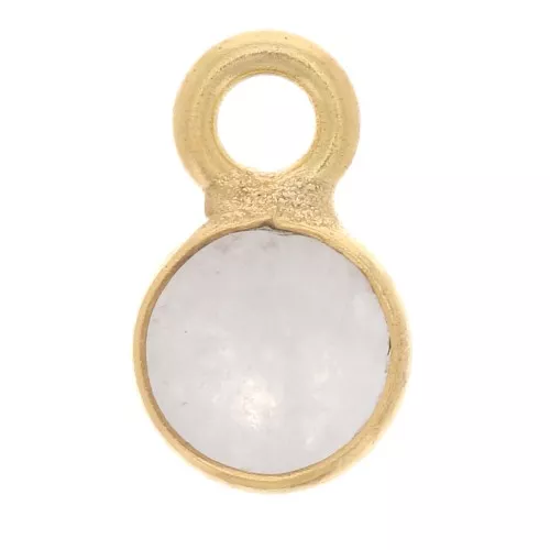 Ciondolo tondo con pietra semipreziosa da 4 mm -Dorato con oro - Pietra di luna x1