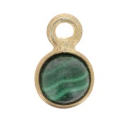 Ciondolo tondo con pietra semipreziosa da 5 mm -Dorato con oro fino- Malachite x1