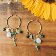 Ciondolo tondo con pietra semipreziosa da 5 mm -Dorato con oro fino- Malachite x1