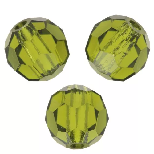 Perline sfaccettate rotonde di cristallo Preciosa 5mm - Olivina x15