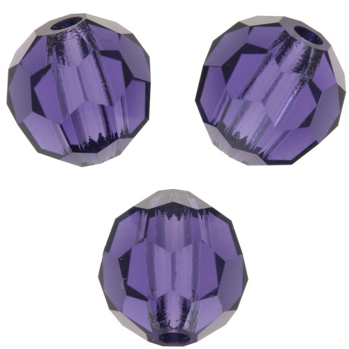 Perline sfaccettate rotonde da 6 mm di Preciosa Crystal - Deep Tanzanite x6