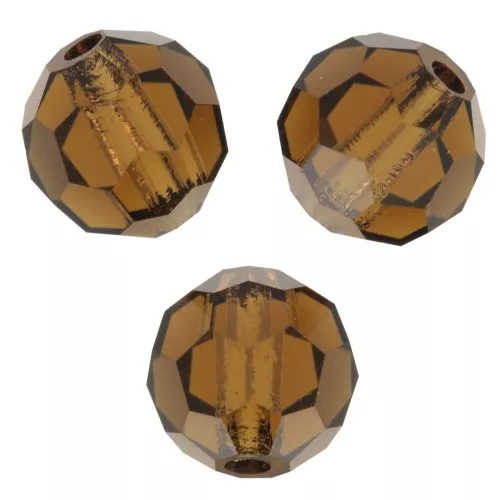 Perline sfaccettate rotonde da 6 mm di Preciosa Crystal - Topazio fumé x6