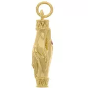 Pendente mani intrecciate con  Ossido di zirconio 23x8 mm - Dorato - Fucsia x1