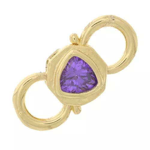 Chiusura design a doppia apertura 18.5x8 mm con Ossido di zirconio -dorato - Viola x1