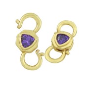 Chiusura design a doppia apertura 18.5x8 mm con  Ossido di zirconio -dorato - Viola x1