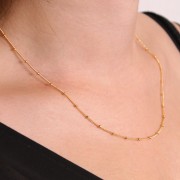 Collana a maglia cordonata con perle rotonde alternate da 2 mm Gold filled (oro laminato) x 46 cm