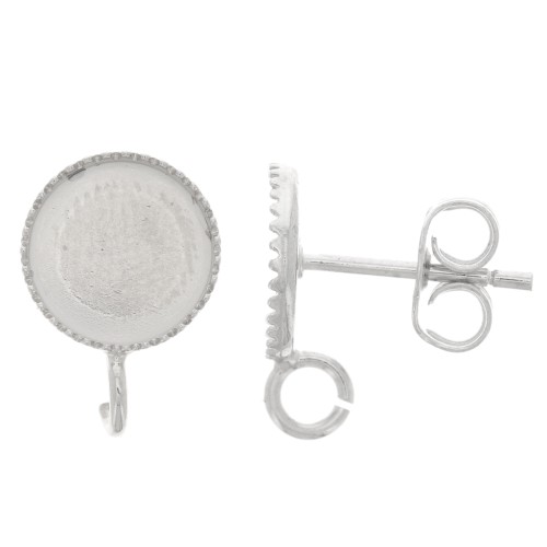 Orecchini a perno con fondo piatto 8 mm -anello aperto - Argento x2