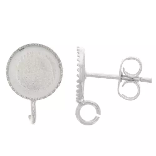 Orecchini a perno con fondo piatto 8 mm -anello aperto - Argento x2