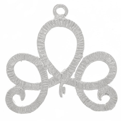 Distanziatore design striato con 2 anelli aperti 20x21 mm - Argentato x1