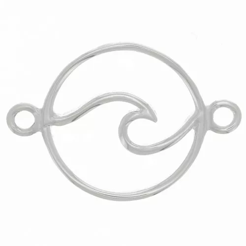 Distanziatore rotondo con motivo onda 16mm con 2 anelli chiusi - Argento 925 x1