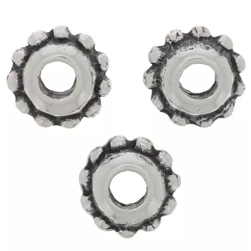 Perle rotonde effetto fiore 8 mm - Argento antico x6