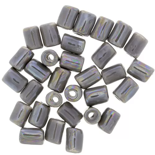 Perline di ceramica stile Heishi 7x5 mm - Grigio perlato x5