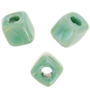 Perle cubo di ceramica 5 mm - Verde iridescente x5|raw }}