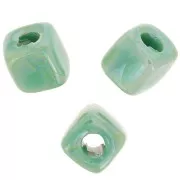 Perle cubo di ceramica 5 mm - Verde iridescente x5