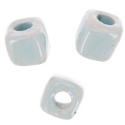 Perle cubo di ceramica 5 mm - Azzurro iridescente x5