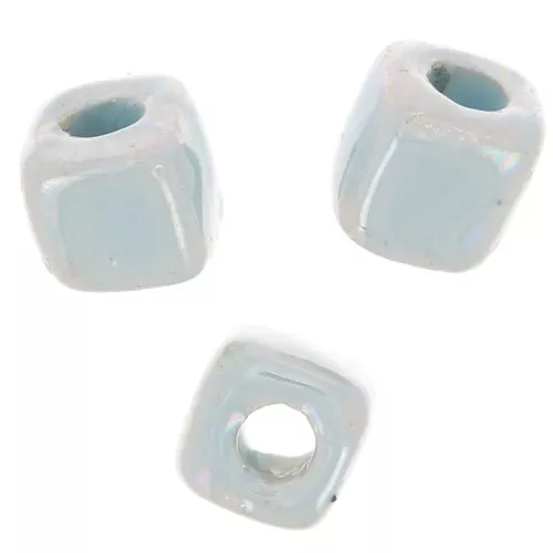 Perle cubo di ceramica 5 mm - Azzurro iridescente x5