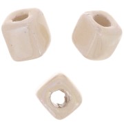 Perle cubo di ceramica 5 mm - beige iridescente x5