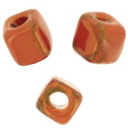 Perle cubo di ceramica 5 mm - Arancione iridescente marmorizzato x5|raw }}